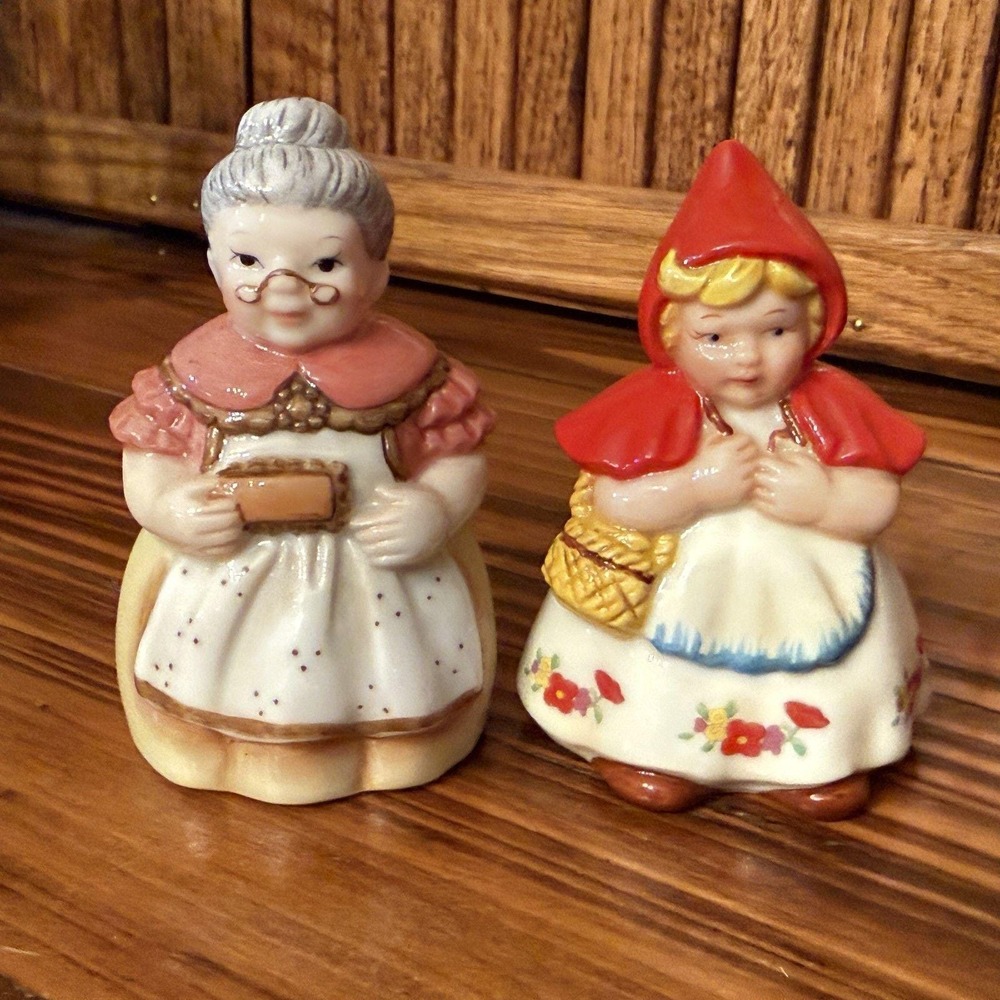 Dept 56 Little Red Dutch Riding Hood & Grandmother Ceramic Salt & Pepper Shakers